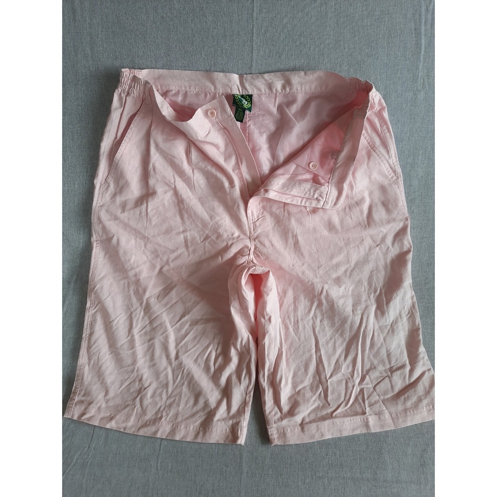 VZ Women 3XL Pleated Shorts Zip Button Pink Blend Linen Rayon Pockets High Rise